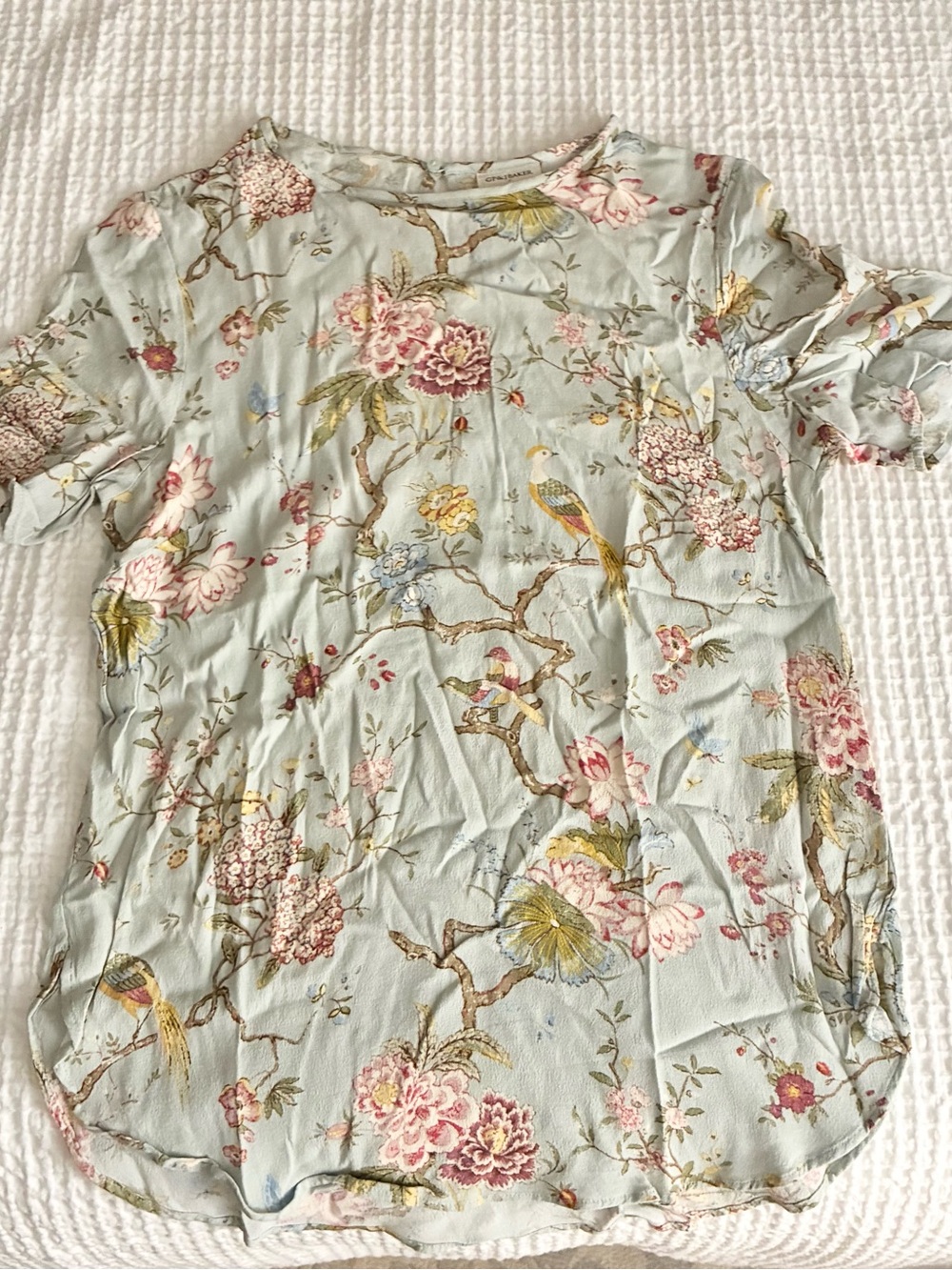 H&M x GP & J Baker floral bird print blouse